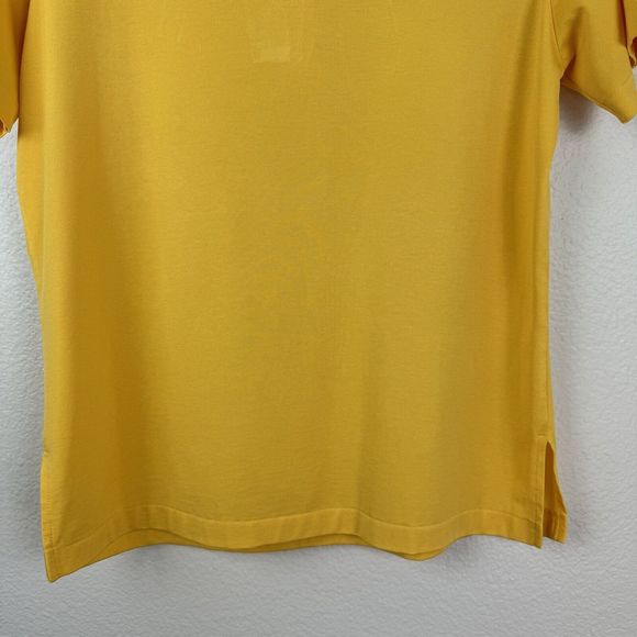 Vintage David Smith Sunshine Yellow Sun Ray Stitching Polo Top Medium - Picture 14 of 16